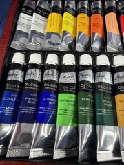 Curate Colour Acrylic Paint Set 26 Tubes 12ml Brushes Pencils Palette Wooden Box