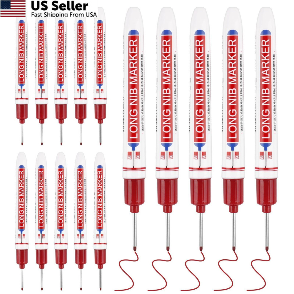 Mkobon 15 Pcs Long Nib Marker, 20 mm Head Deep Hole Marker Pens, Red