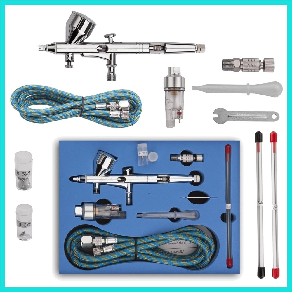 Airbrush Kit with Different Nozzle and Needles Muti-Purpose Dual Action Airbr…