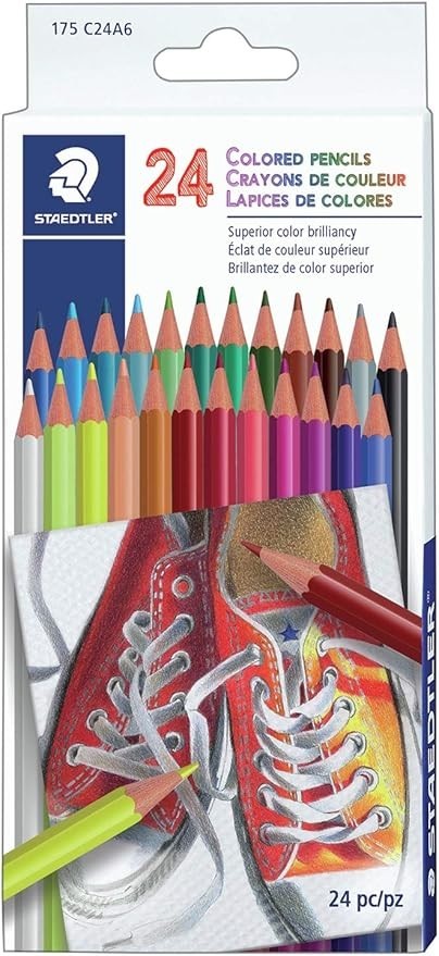 Staedtler Colored Pencils, 24ct Colors, Triangular Barrel, Sharpened
