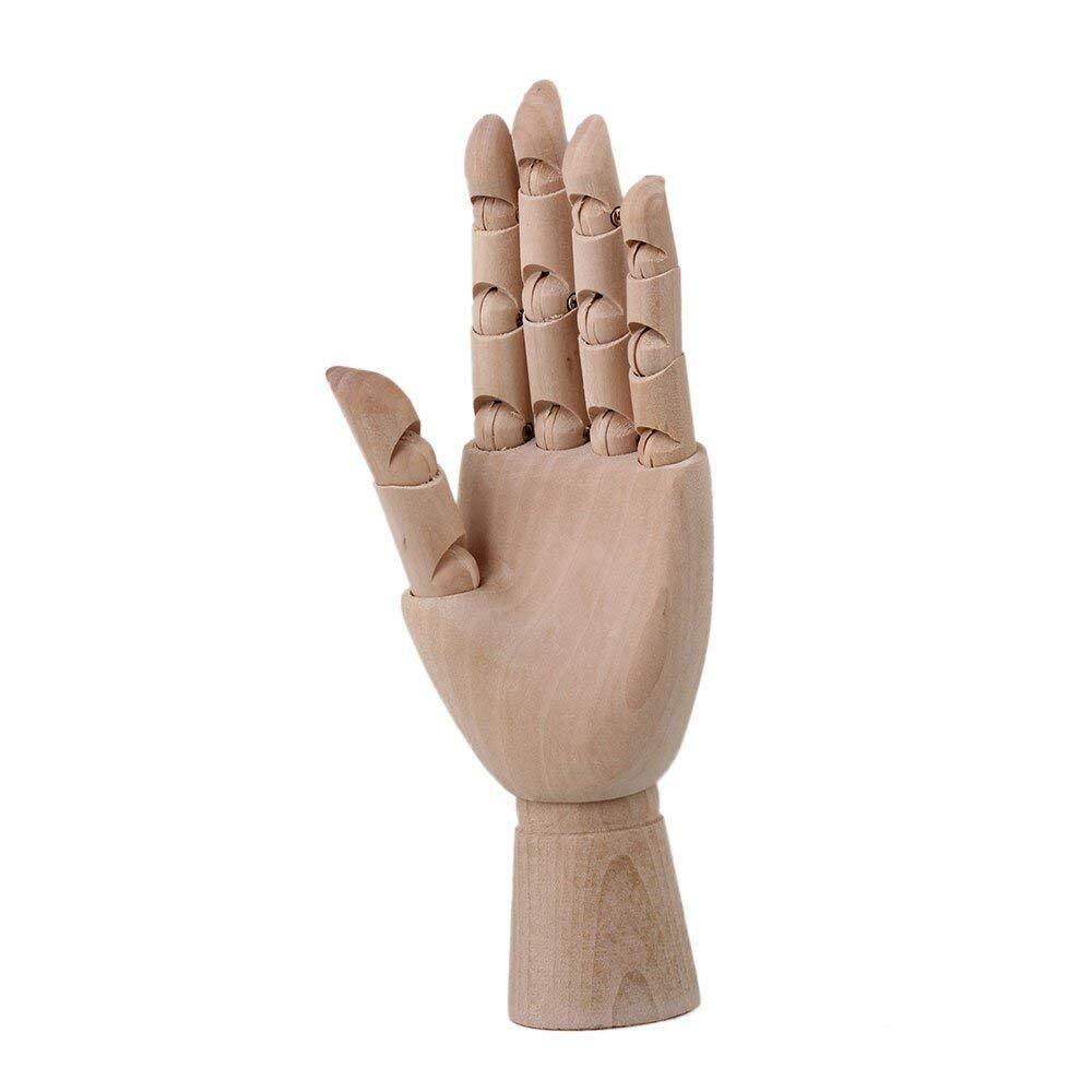Wooden Hand Model, Left Hand 7 inches Natural wood color