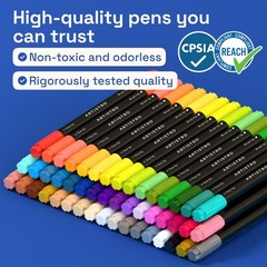 48 Acrylic Paint Markers – Versatile Paint Pens for Fabric, Rock, Glass, Wood –