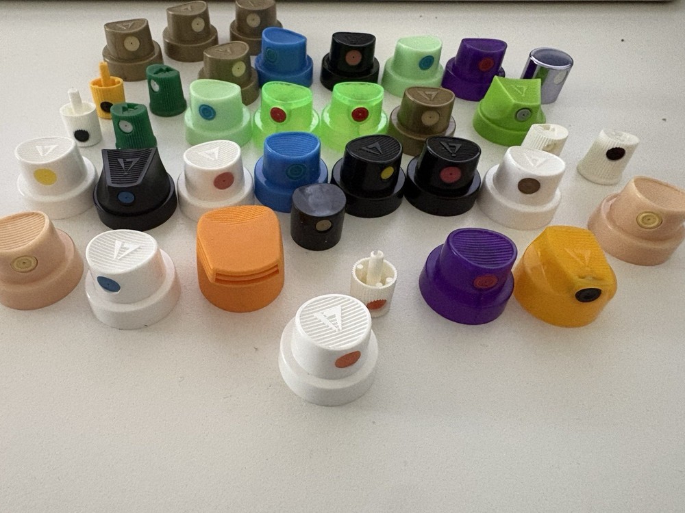 Spray Paint Caps Lot Various Male And Female Rare Caps German Thin, Rusto, Fat