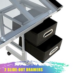 Drafting Table Craft Station with Glass Top Drawing Desk Art Work Station Artist