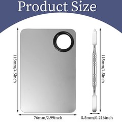 2 in 1 Stainless Steel Makeup Mixing Palette 7.9 x 3.9 Inch Silver