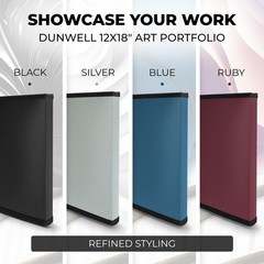 Dunwell 12×18 Art Portfolio Binder with Black Mounting Paper Blue, Large Port…