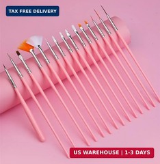 FULINJOY 20 Pcs Nail Art Design Tools, 15 Pcs Nail Art Painting Brushes with 5 P