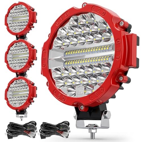 4 Pcs 201W Led Light, 7 Inch Led Light Bar Spot Flood Combo 4pcs 7inch 201w-red