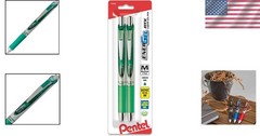 Sleek EnerGel RTX Retractable 0.7mm Gel Pen with Contoured Grip, Green Ink
