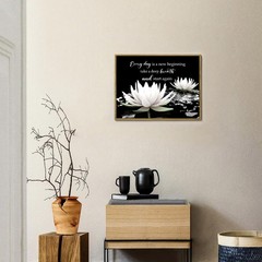 SCECALA Black and White Floral Framed Wall Art Inspirational Quotes and Water…