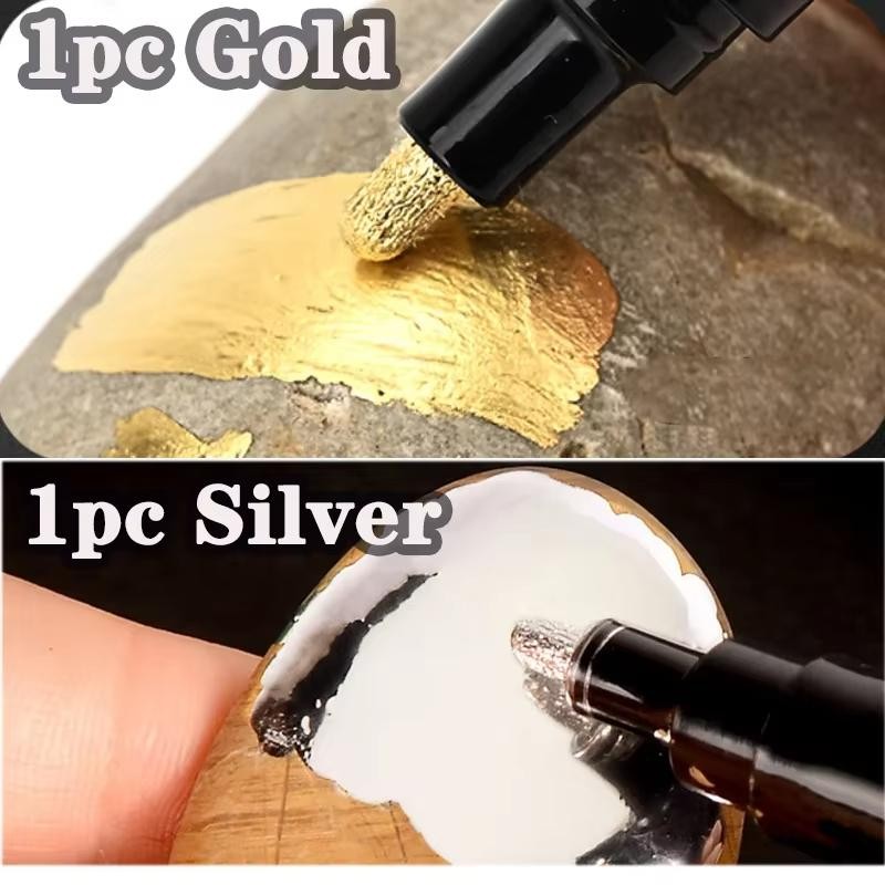 1/2pcs Mirror Chrome Marker Pen Silver Gold Reflective Paint DIY Art Car Craft