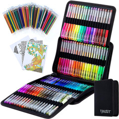 Glitter Gel Pens, 160 Pack Glitter Pen with Case for Coloring Books, Artist Col