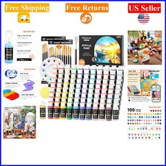 127 Colors Acrylic Paint Set with Brushes & Accessories, 2oz