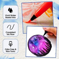Watercolor Brush Pens 28 Pack Painting Pad Water Markers Lettering Coloring