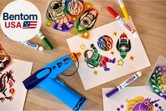 Marker Airbrush Spray Art Kit, Battery-Powered Sprayer with 8 Washable Markers &