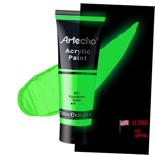 Glow in the Dark Paint, Neon Green Paint (120ml / 4.05oz) Tubes, Art Craft