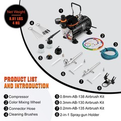 Uimoso Airbrush Kit Dual-action Airbrush Compressor Art Nail Tattoo Makeup Model