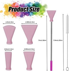 4PCS Stainless Steel Straw Blow Nozzles Set for Acrylic Paint Pouring Pink