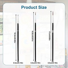 t30Pcs Detail Paint Brushes, Fine Tip Paint Brush with 3 Sizes #0#00#000 Black