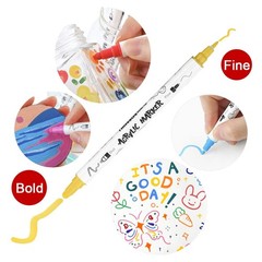 36 Color Bold and Fine Dual-tip Acrylic Paint Pen Set for Canvas Rock Wood Le…