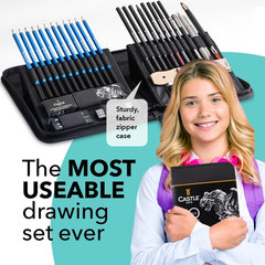 40 Piece Premium Drawing and Sketching Set with Tutorial | for Artists, Professi
