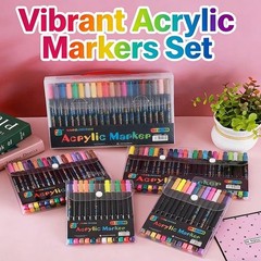 120 Color Acrylic Paint Markers Dual Tip Brush Fine Pens Art Set