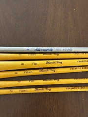 Artistic Products Mimik Hog Paint Brushes Set of 5. New plus silverwhite 1500 #4