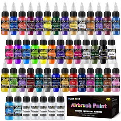 Airbrush Paint – 43 Colors with 5 Thinner, Ready to Spray Airbrush Paint Set,…