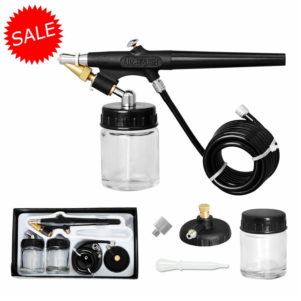 15-50PSI Siphon-feed Airbrush Single Action Air Brush Kit 0.8mm Spray Paint Gun