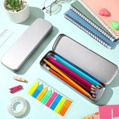 Pcs Tin Pencil Case Metal Pencil Case Empty Hinged Stainless Steel Box 6