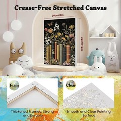 Book Paint by Numbers for Adults with Framed Canvas – with Wooden Easel, Flow…