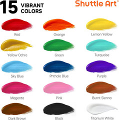15 Colors Acrylic Paint Set, 33.8Oz/1000Ml Large Capacity Pump Bottles, Rich Pig