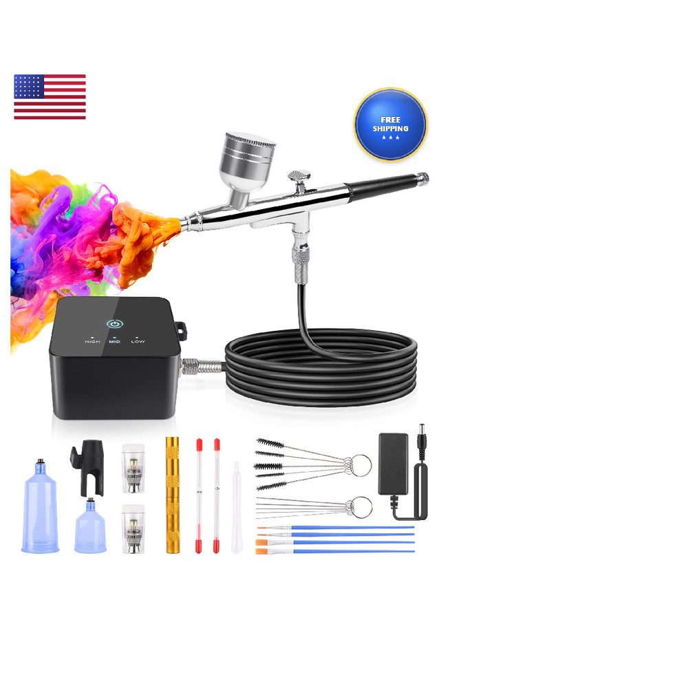 Sunmorn Airbrush Kit Air Compressor 25/35/50 Psi High Pressure Non-Clogging
