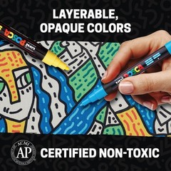 posca Paint Markers, 3M Fine Point Acrylic 1 Count (Pack of 15), Multicolor