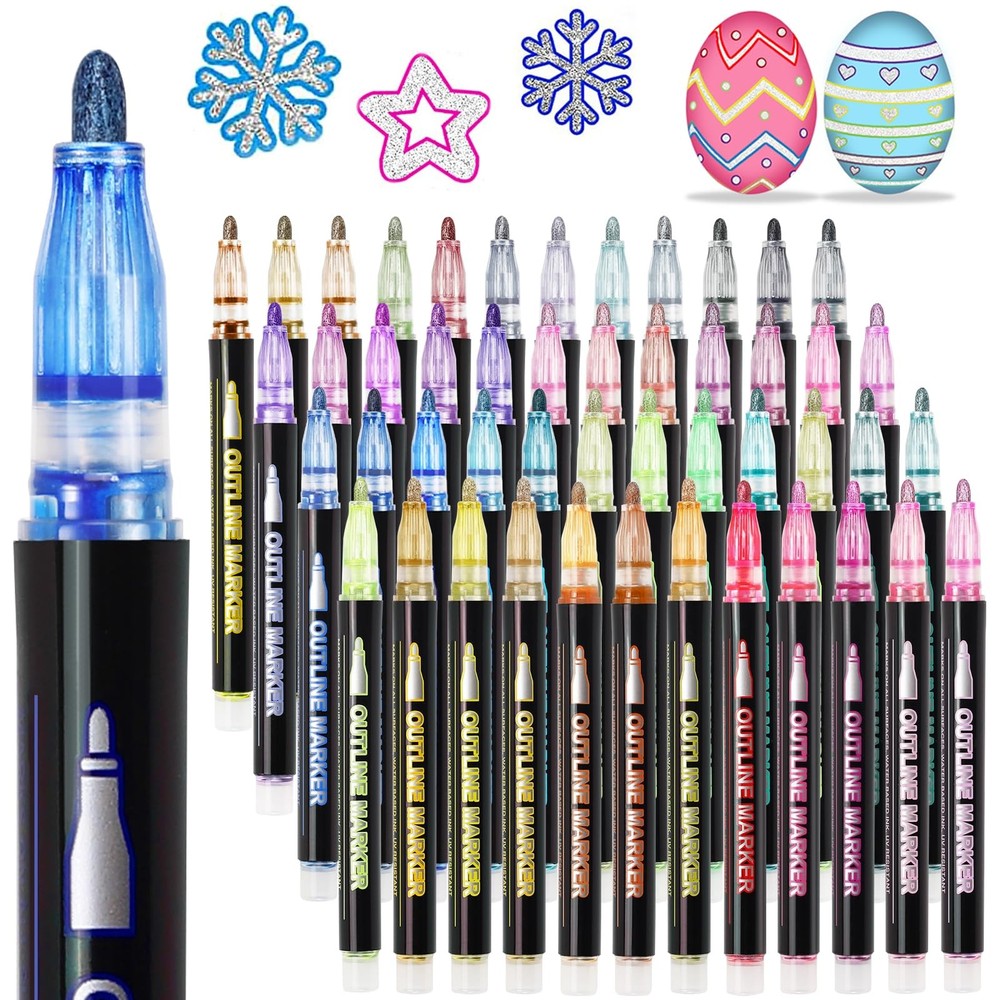 Glitter Markers Outline Glitter Pens: 48 Shimmer Metallic Tween Teen Girl Gif…