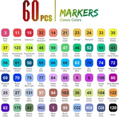 Cloudriver Alcohol Markers Brush Tip, 60 Colors Dual Tip Art Markers for Adults