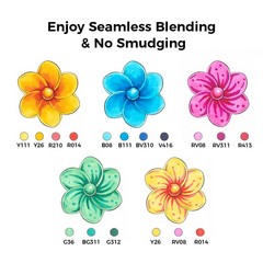 Ohuhu 60 Colors Brush-and-Chisel Dual Tips Alcohol-Based Markers with 1 Colorles