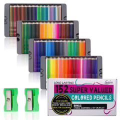 Feela 152 Colored Pencils with Pencil Sharpener Premium Soft Core Colors Set