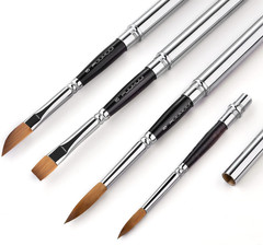 Sable Travel Watercolor Brushes, Fuumuui 4Pcs Kolinsky Sable Watercolor Travel B