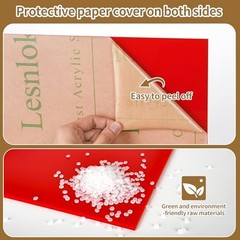 2 Pack Red Acrylic Sheets 8×12 x 1/8 Inch Cast Plexiglass for DIY Laser Cutting