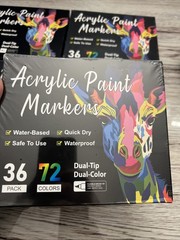 NEW 36 Pack Acrylic Paint Markers Dual Tip Color 72 Colors Quick Dry X4
