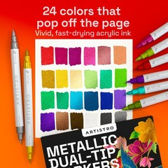 Metallic Dual-Tip Acrylic Paint Markers – Brush Fine Tip Combo