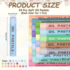 Soft Oil Pastels, Oil Pastel Crayons Blendable(24 Colors, Pack of 24)