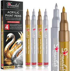 Acrylic Paint Pens – Permanent Markers 2 Gold Pens & 2 Silver Paint Marker Pen S