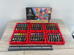 Arteza Metallic Gouache Paint 12ml Tubes Set of 36 Vivid Colors Premium Box Set