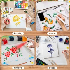 80Pcs Stencils for Painting, Stencils for Crafts Reusable Flower Wall Stencil…