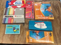 Art Supplies 7 Mixed Lot Boxes Sketching Soft Pastels & Oil Sticks