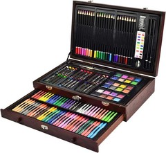 Juego De Arte De Lujo De 145 Piezas, Caja De Arte De Madera Y Kit De Dibujo …