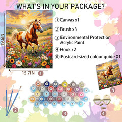 Horse Paint by Numbers Kit for Adults Beginner-Adult Paint by Number Kits on Can