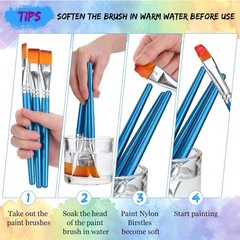 120 Pcs Small Paint Brushes Bulk Flat Top Acrylic Classroom Brush For Kids Paint